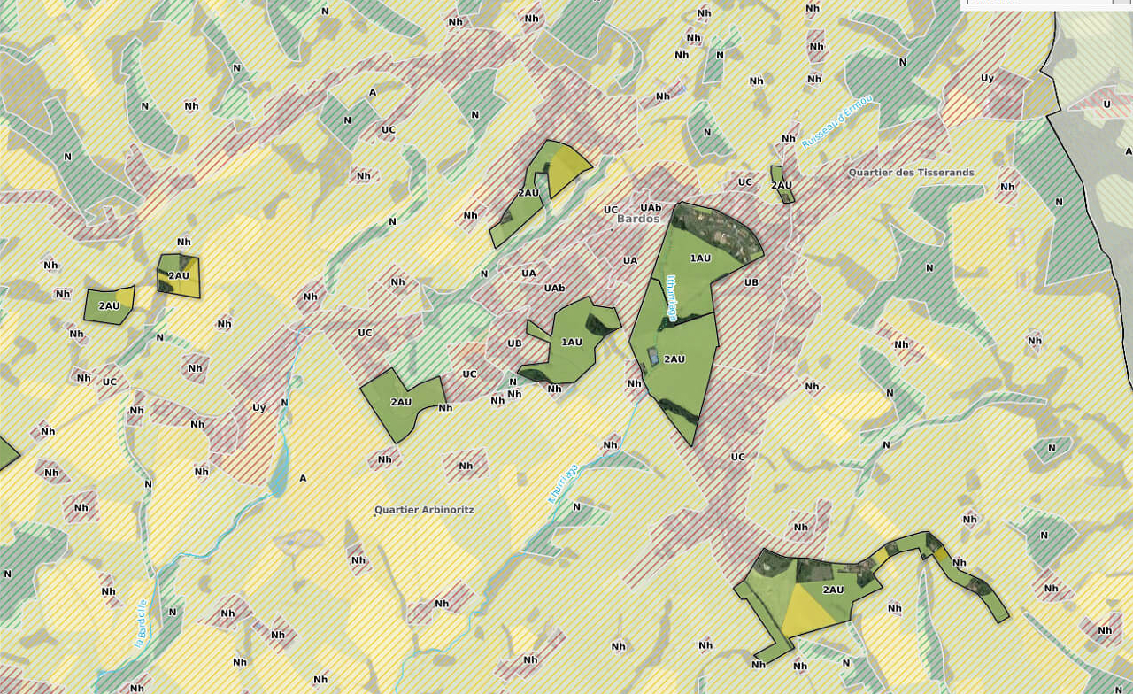 Analyse croisée du zonage avec les pratiques agricoles sur les zones soumises au risque inondation (Communauté de commune du pays de Bidache).